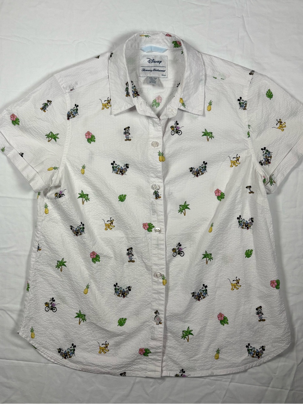 Tommy Bahama Nova Wave White Short-Sleeve Disney Mickey Print Shirt